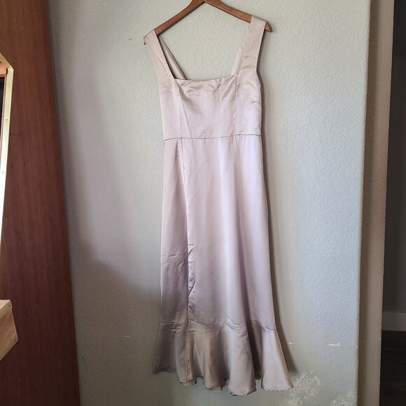 Show‎ Me Your MuMu Womens Claire Midi Dress L Ring Satin Luxe Bridesmaids NEW - Picture 4 of 11